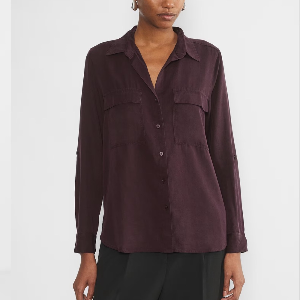 Babaton utility button down silk shirt NWT